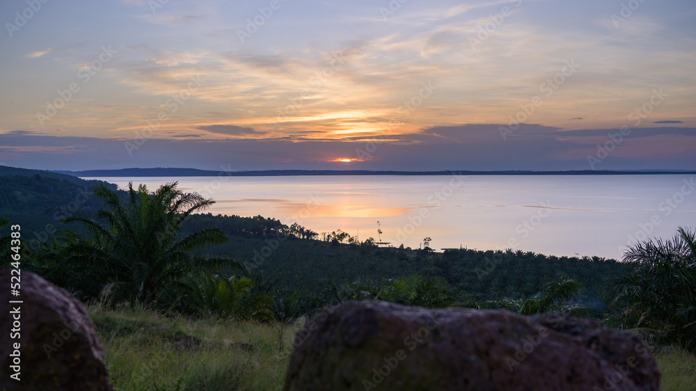 Colorful sunset near Kalangala on lake Victoria