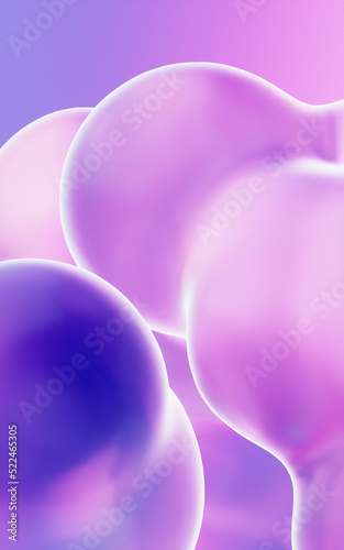 Transparent gradient bubbles, 3d rendering.