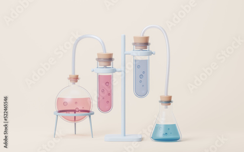 Chemical equipment and reagent, 3d rendering.