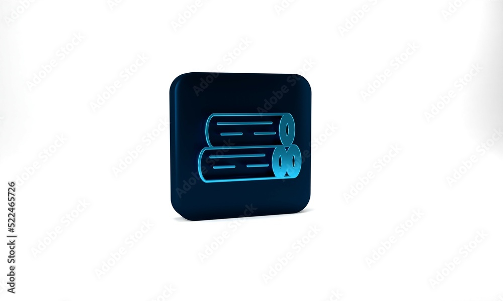 Blue Wooden log icon isolated on grey background. Stack of firewood. Blue square button. 3d illustration 3D render Blue Wooden log icon isolated on grey background. Stack of firewood. Blue square button. 3d illustration 3D render