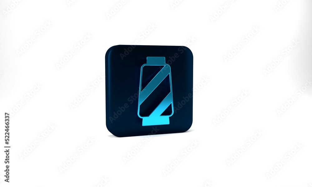 Blue Sewing thread on spool icon isolated on grey background. Yarn spool. Thread bobbin. Blue square button. 3d illustration 3D render Blue Sewing thread on spool icon isolated on grey background. Yarn spool. Thread bobbin. Blue square button. 3d illustration 3D render