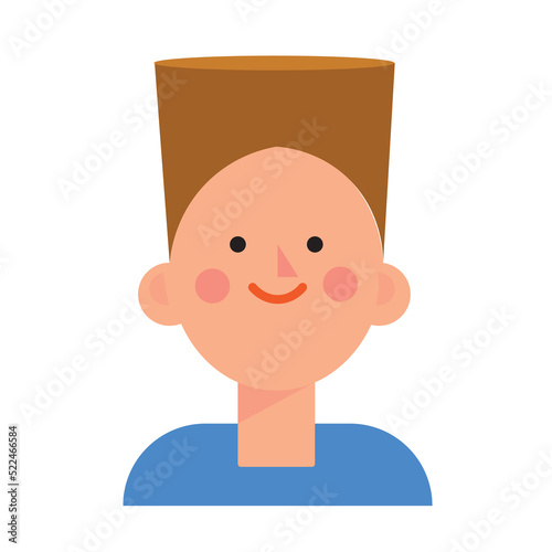 Vector illustration of a flat character of a teenager boy with flattop haircut. Minimalist cartoon portrait. Social media avatar, web icon