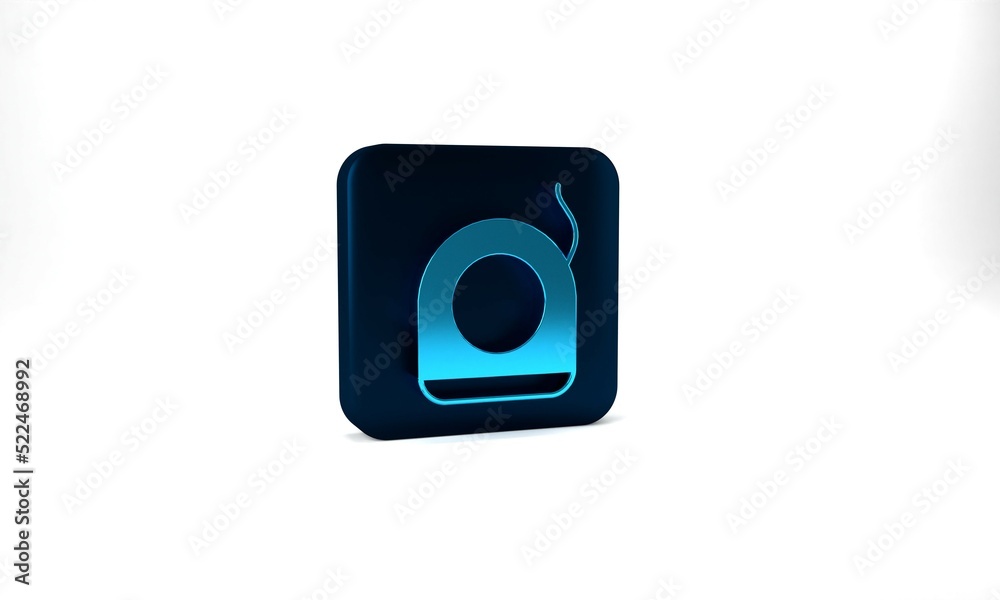 Blue Dental floss icon isolated on grey background. Blue square button. 3d illustration 3D render Blue Dental floss icon isolated on grey background. Blue square button. 3d illustration 3D render