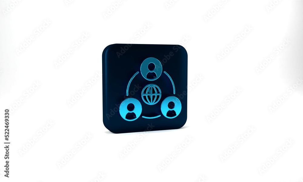 Blue Meeting icon isolated on grey background. Business team meeting, discussion concept, analysis, content strategy. Presentation conference. Blue square button. 3d illustration 3D render Blue Meeting icon isolated on grey background. Business team meeting, discussion concept, analysis, content strategy. Presentation conference. Blue square button. 3d illustration 3D render