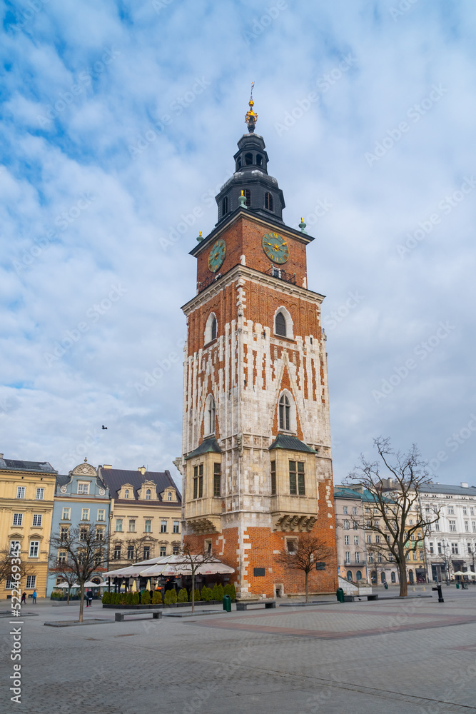 Fototapeta premium Town Hall Tower on the Main Square in Krakow