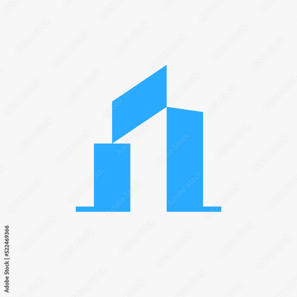 A simple building logo with number one is formed inside the building in negative space. A modern and elegant logo. Suitable for real estate companies. A simple building logo with number one is formed inside the building in negative space. A modern and elegant logo. Suitable for real estate companies.