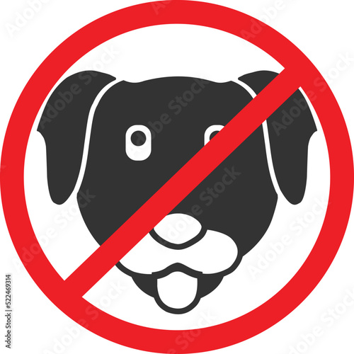 Dog not allow icon, warning icon vector