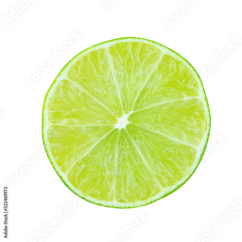 Lime slice top view. Fruit isolated on white background. With clipping path.
