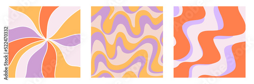 Retro 70s Wavy Abstract background covers set