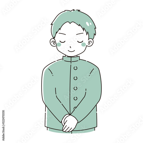 お辞儀をする学生服を着た男の子のイラスト