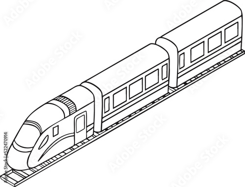 High speed train on rails vector