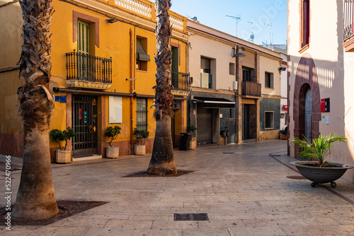 view of Gavà street in city center old town, Baix Llobregat region, Barcelona, Catalonia. Traditional catalan and spanish town photo