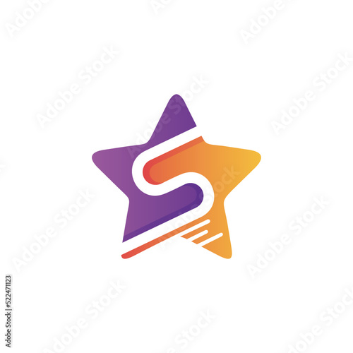 Star and letter s logo design