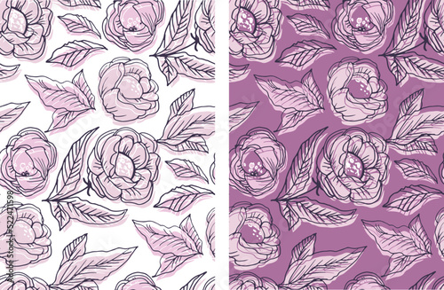Wonderful hand drawn doodle floral pattern background. Flower bar template.