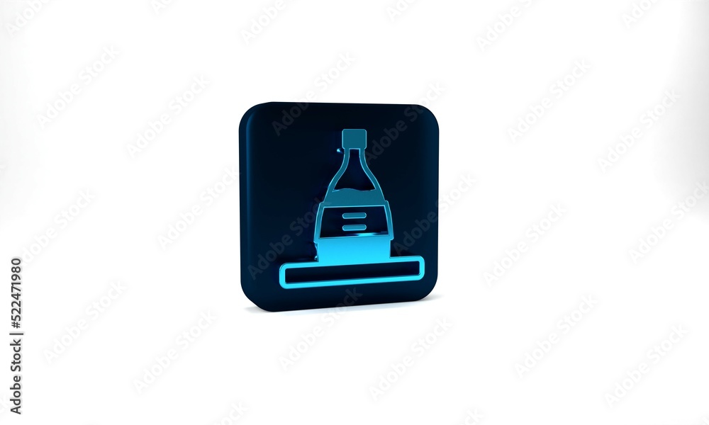 Blue Bottle of sake icon isolated on grey background. Blue square button. 3d illustration 3D render Blue Bottle of sake icon isolated on grey background. Blue square button. 3d illustration 3D render
