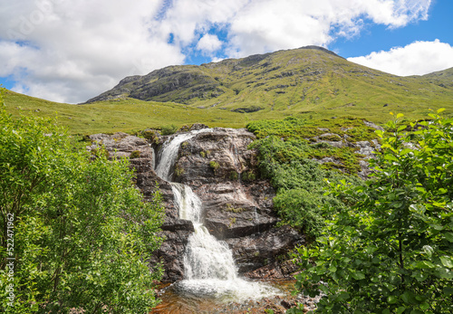 The Meeting of the Three Waters, Glencoe. The waterfall is situated at the foot of the Three Sisters of Glen Coe - a popular hiking and skiing area. 