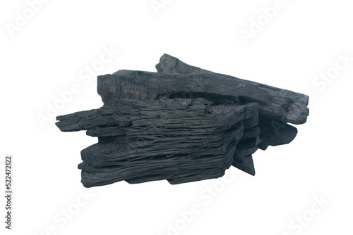 Billede på lærred Natural wood charcoal Isolated on white background with clipping path