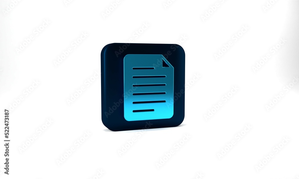 Blue File document icon isolated on grey background. Checklist icon. Business concept. Blue square button. 3d illustration 3D render Blue File document icon isolated on grey background. Checklist icon. Business concept. Blue square button. 3d illustration 3D render