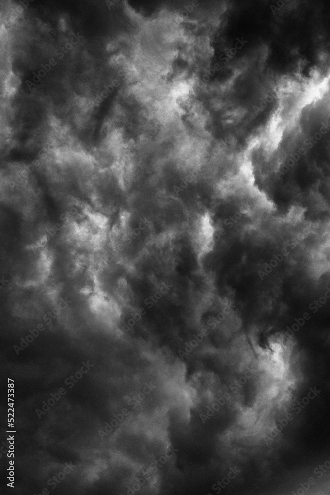 Cloudy stormy black and white dramatic sky background