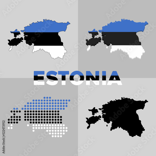Vector map of borders of Estonia. Flag and geography of Estonia photo