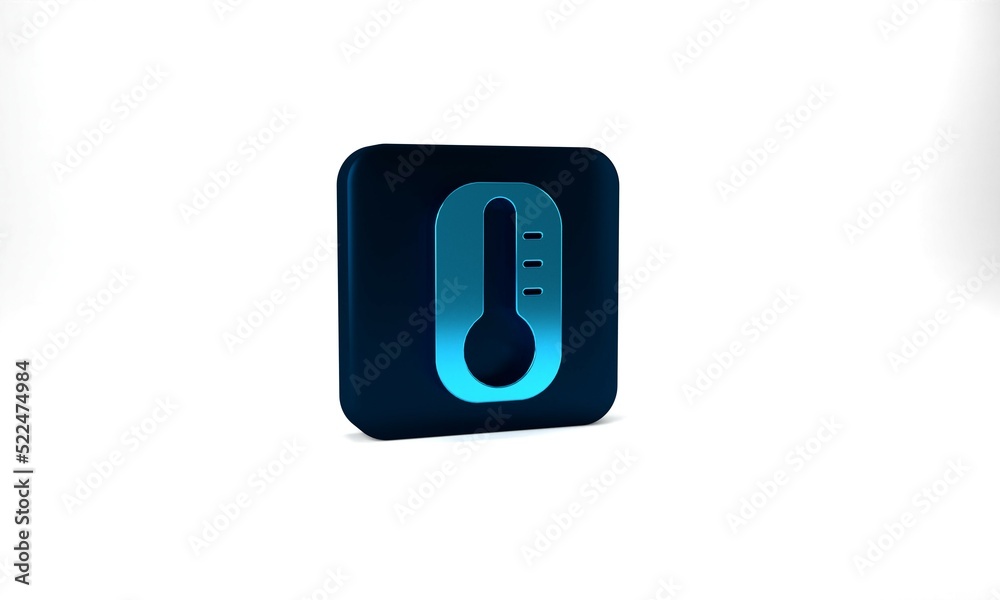 Blue Meteorology thermometer measuring heat and cold icon isolated on grey background. Thermometer equipment showing hot or cold weather. Blue square button. 3d illustration 3D render Blue Meteorology thermometer measuring heat and cold icon isolated on grey background. Thermometer equipment showing hot or cold weather. Blue square button. 3d illustration 3D render