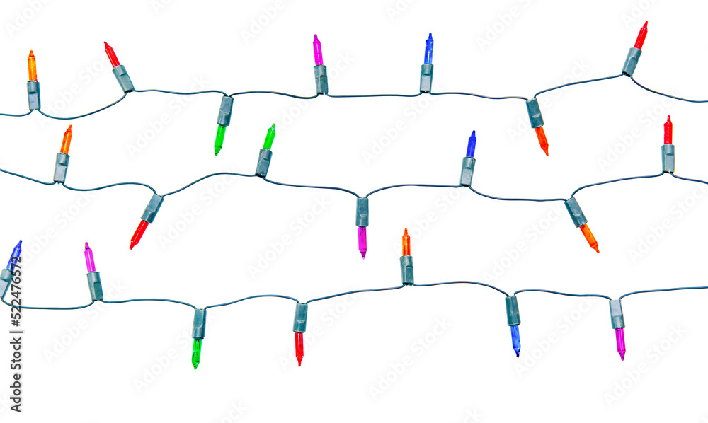 Christmas lights string isolated on white background with clipping path. Christmas lights string isolated on white background with clipping path.