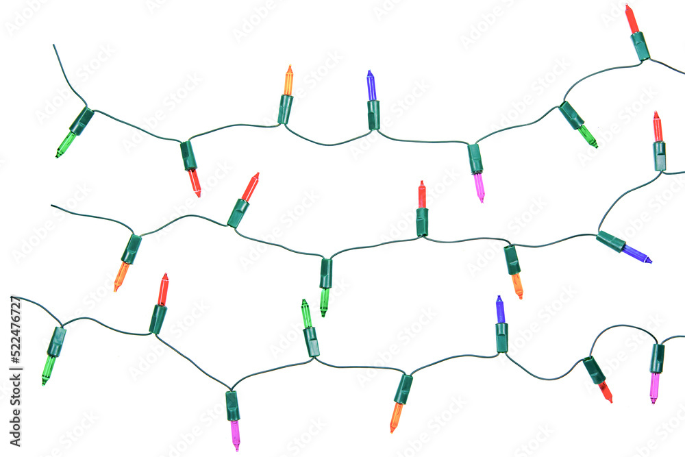 Christmas lights string isolated on white background with clipping path. Christmas lights string isolated on white background with clipping path.