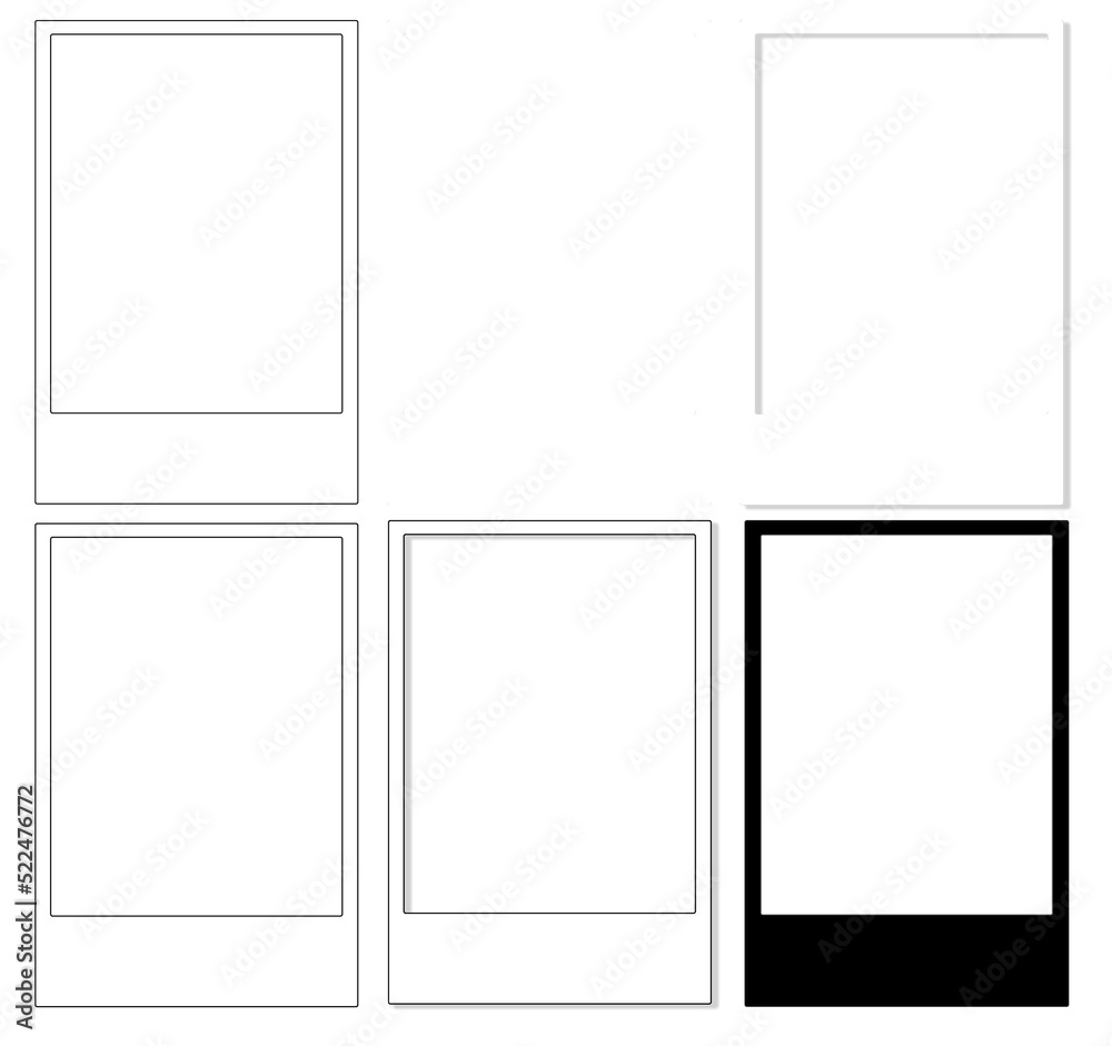 Set Of Polaroid Frame Size 4x6 Blank Frames Transparent Background 