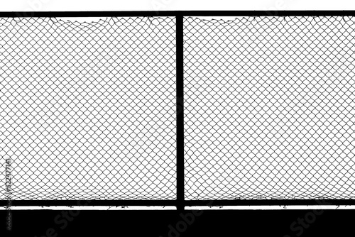 Damage wire mesh of fence silhouette