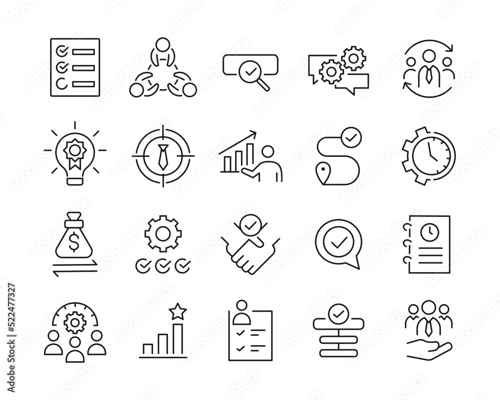 Fototapeta premium Business Solution Icons - Vector Line. Editable Stroke.