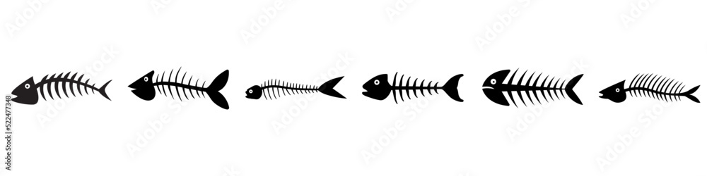 Fishbone icon vector set. Fish sign collection. Skeleton symbol or logo ...