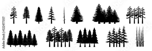 Assorted pine tree vector set icon Fototapet