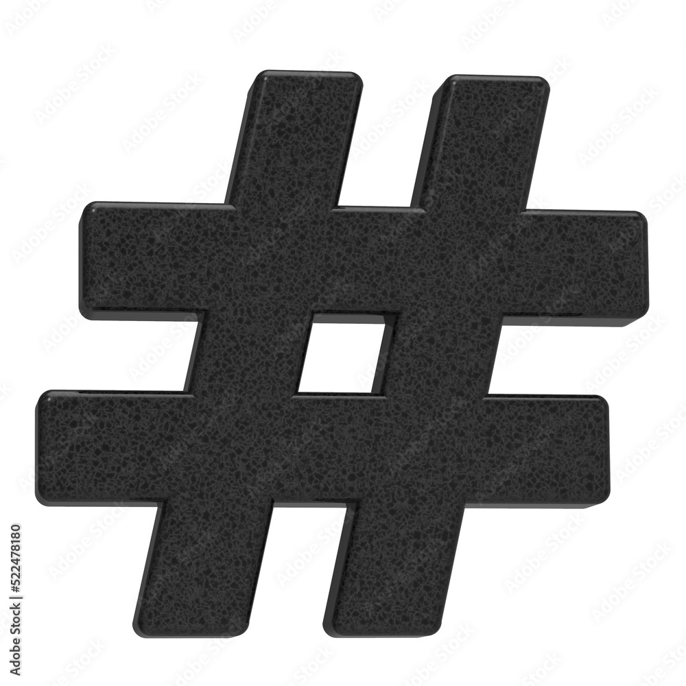 Fototapeta premium Hashtag icon isolated on transparent background. 3D Illustration.