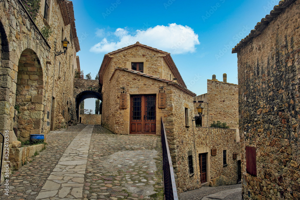 The medieval village of Pals in Spain with its medieval stone houses