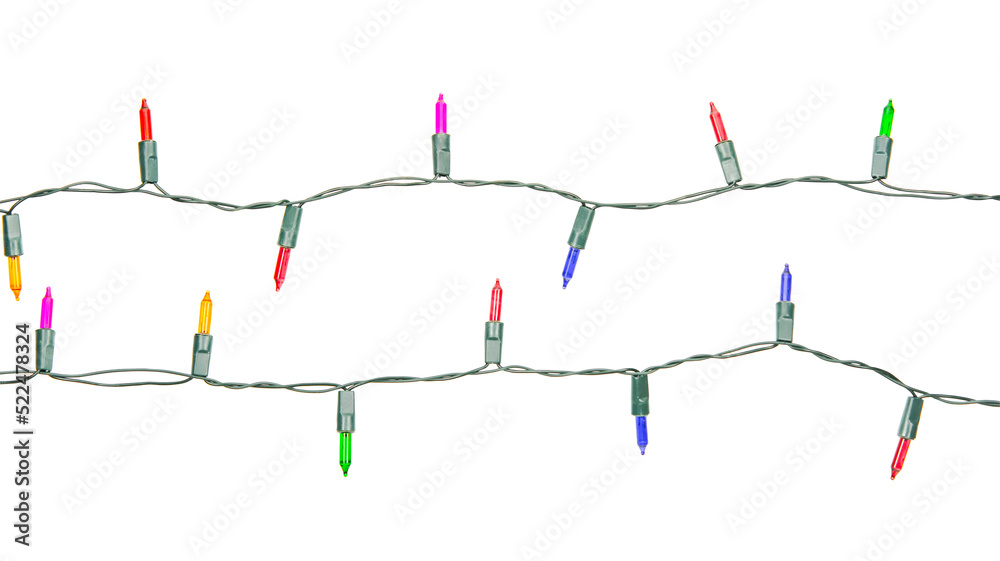 Christmas lights string isolated on white background with clipping path. Christmas lights string isolated on white background with clipping path.