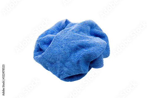 Blue microfiber cloth isolated on white background with clipping path