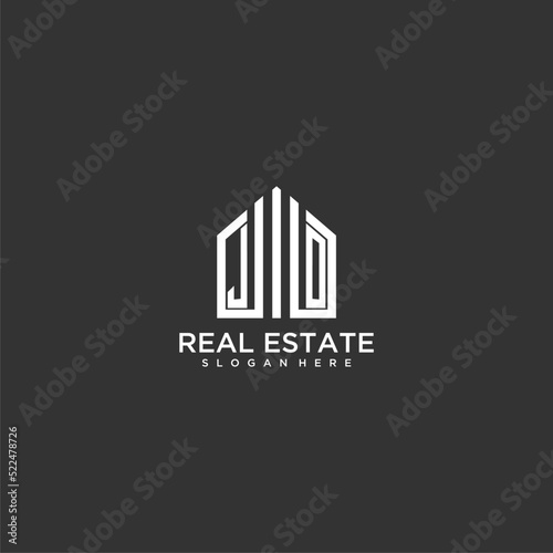 JO initial monogram logo for real estate with home shapes creative design