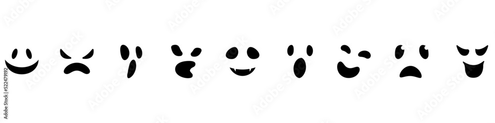 Ghost face icon vector set. Halloween sign collection. Monster symbol or logo. Ghost face icon vector set. Halloween sign collection. Monster symbol or logo.