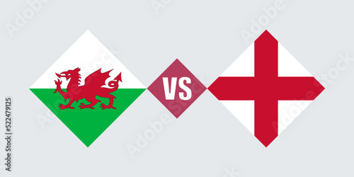 Wales vs England flag concept. Vector illustration.