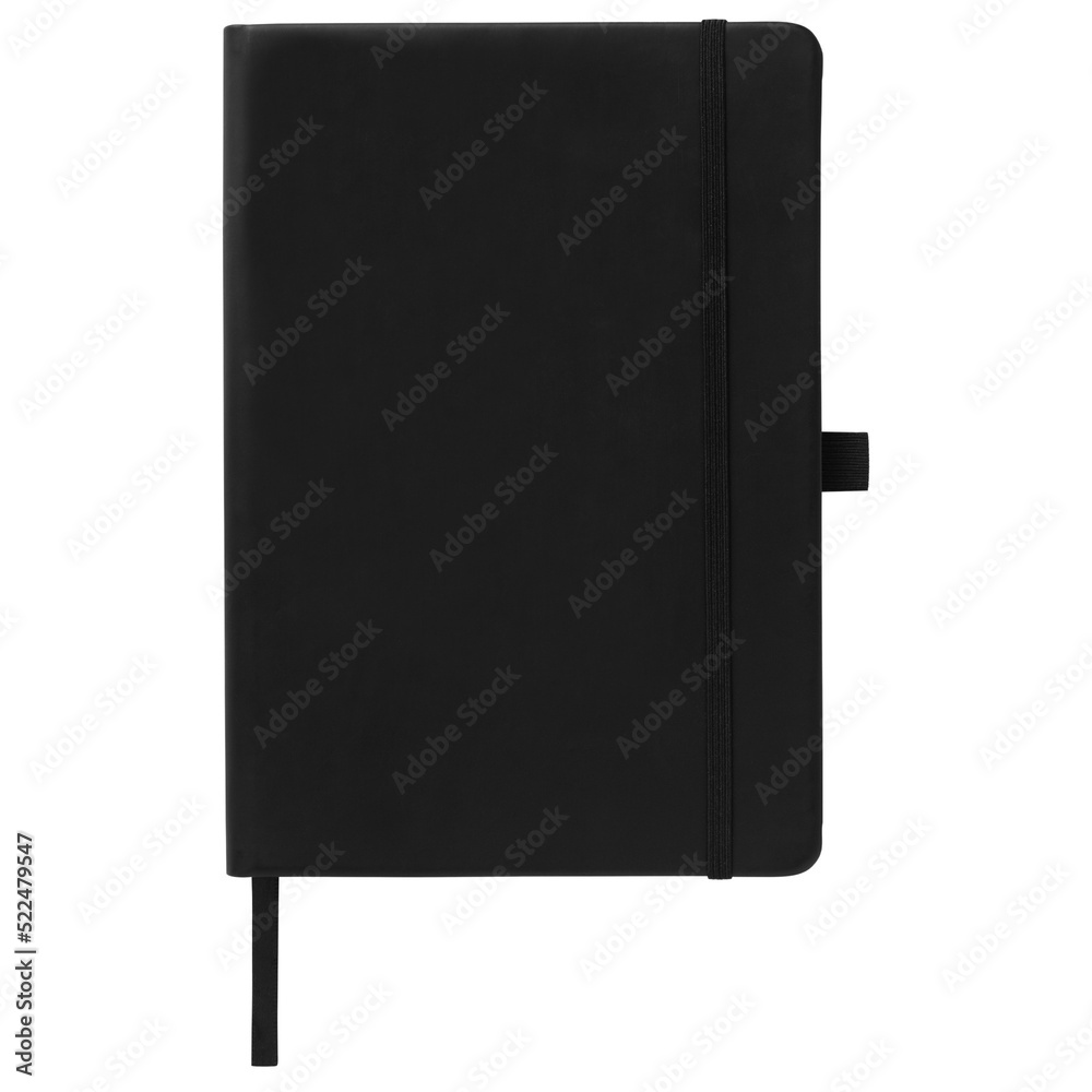 Black leather notebook mockup, Cutout. Black leather notebook mockup, Cutout.