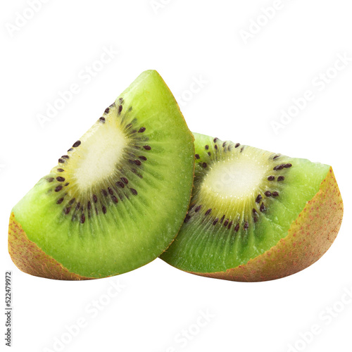 Kiwi fruit and half and slice mockup, Cutout.