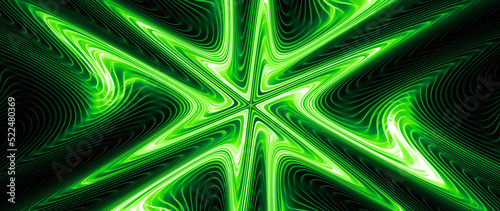 Green glowing futuristic technology star shape abstract background