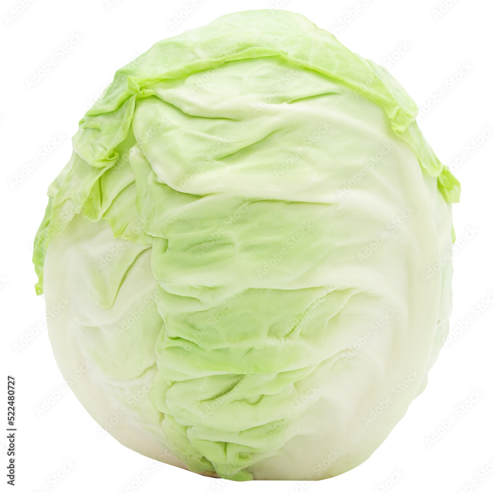 Whole green cabbage and slice mockup, Cutout. Whole green cabbage and slice mockup, Cutout.