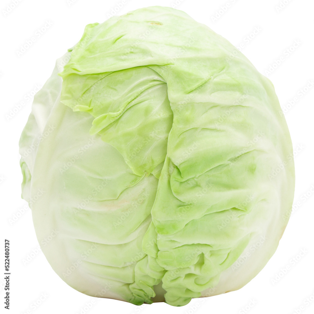 Whole green cabbage and slice mockup, Cutout. Whole green cabbage and slice mockup, Cutout.