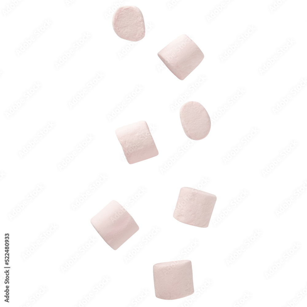 Marshmallow falling mockup, Cutout. Marshmallow falling mockup, Cutout.