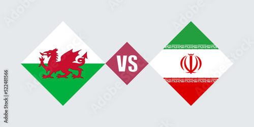 Wales vs Iran flag concept. Vector illustration.