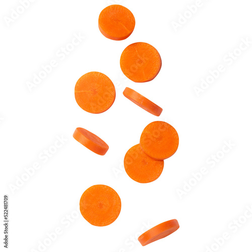 Falling Carrot Slices, Cutout.