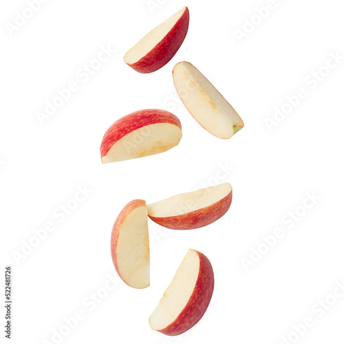 Fotografia Falling red apple slice, Cutout.