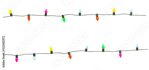 Christmas lights string isolated on white background with clipping path. © Achira22