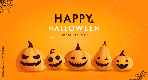 Design of realistic pumpkins with halloween faces